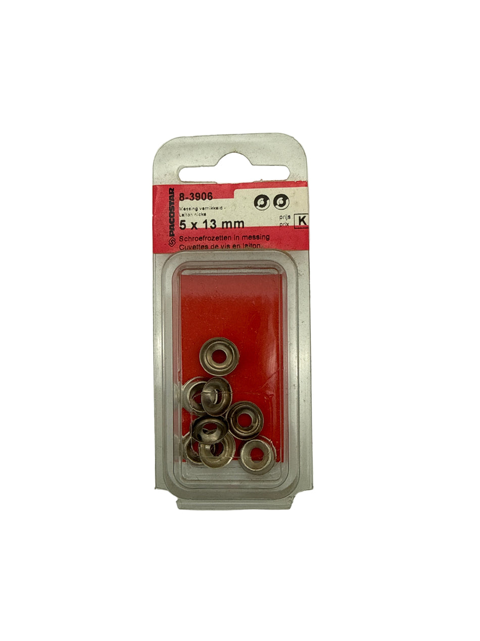 schroefrozetten in messing 5x13mm 14 stuks