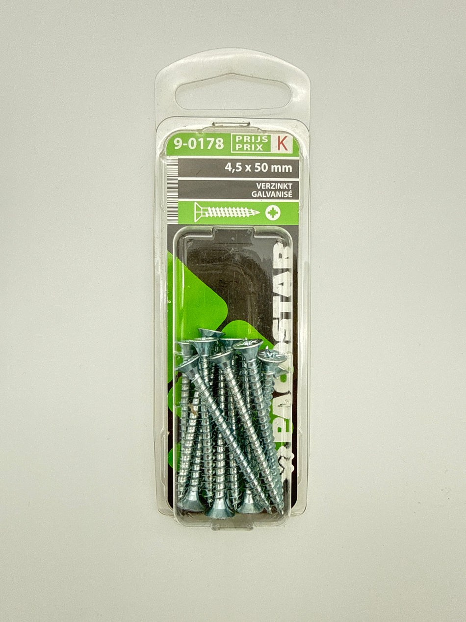 Spaanplaatschroeven platte kop - 4,5 x 50 mm
