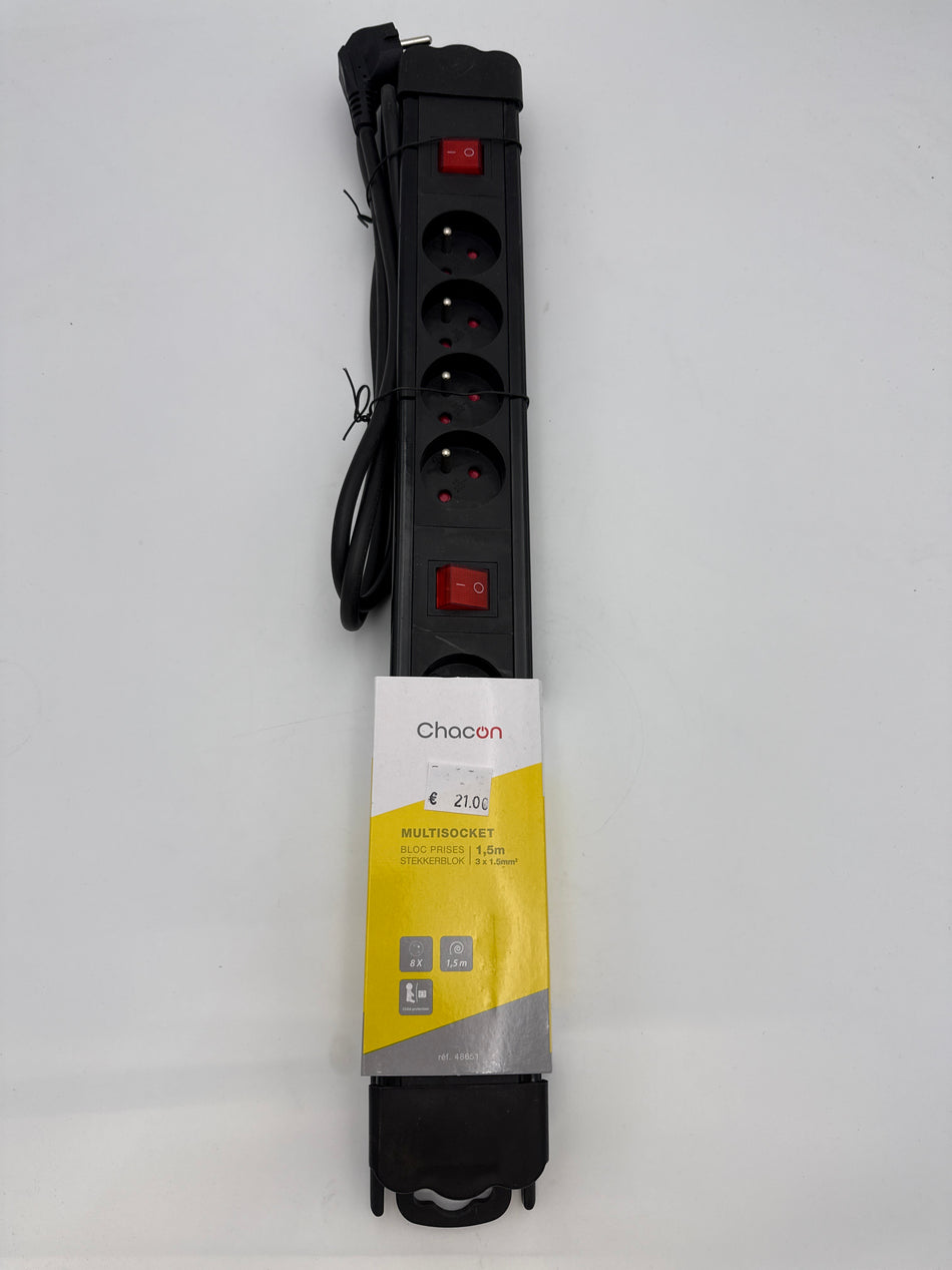 2x 4 stopkontakten 1,5m zwart