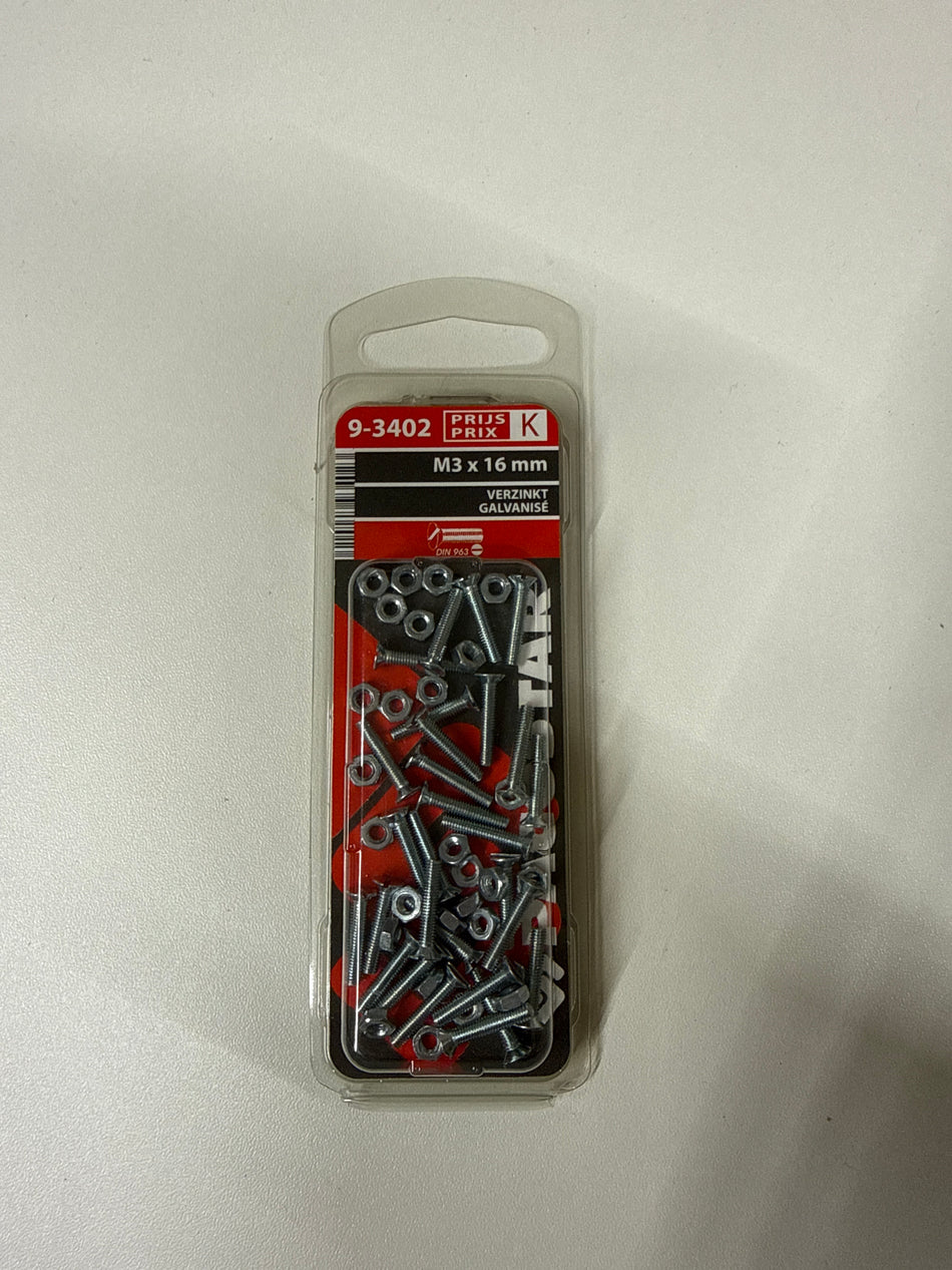 Verzinkt m3x16mm