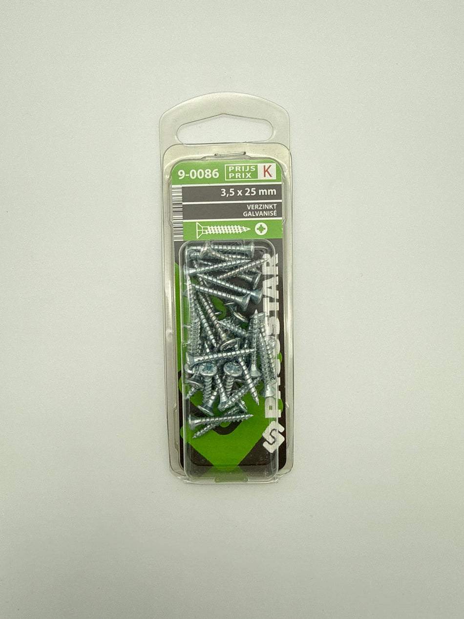 Spaanplaatschroeven platte kop - 3,5 x 25 mm