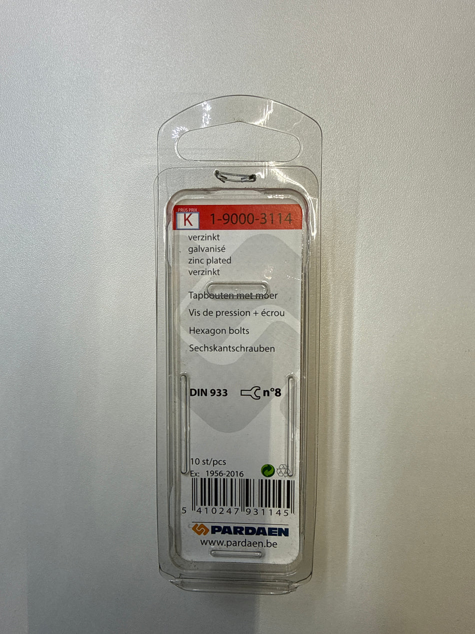 Tapbouten met moer Verzinkt M5x30mm