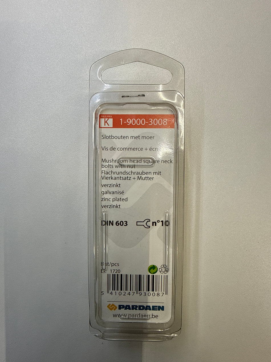 Slotbouten met moer M6 x 25mm