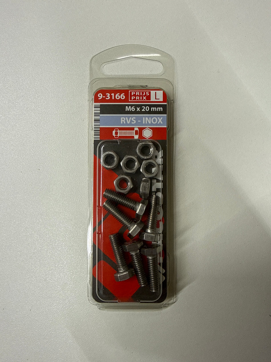 Rvs m6x20mm