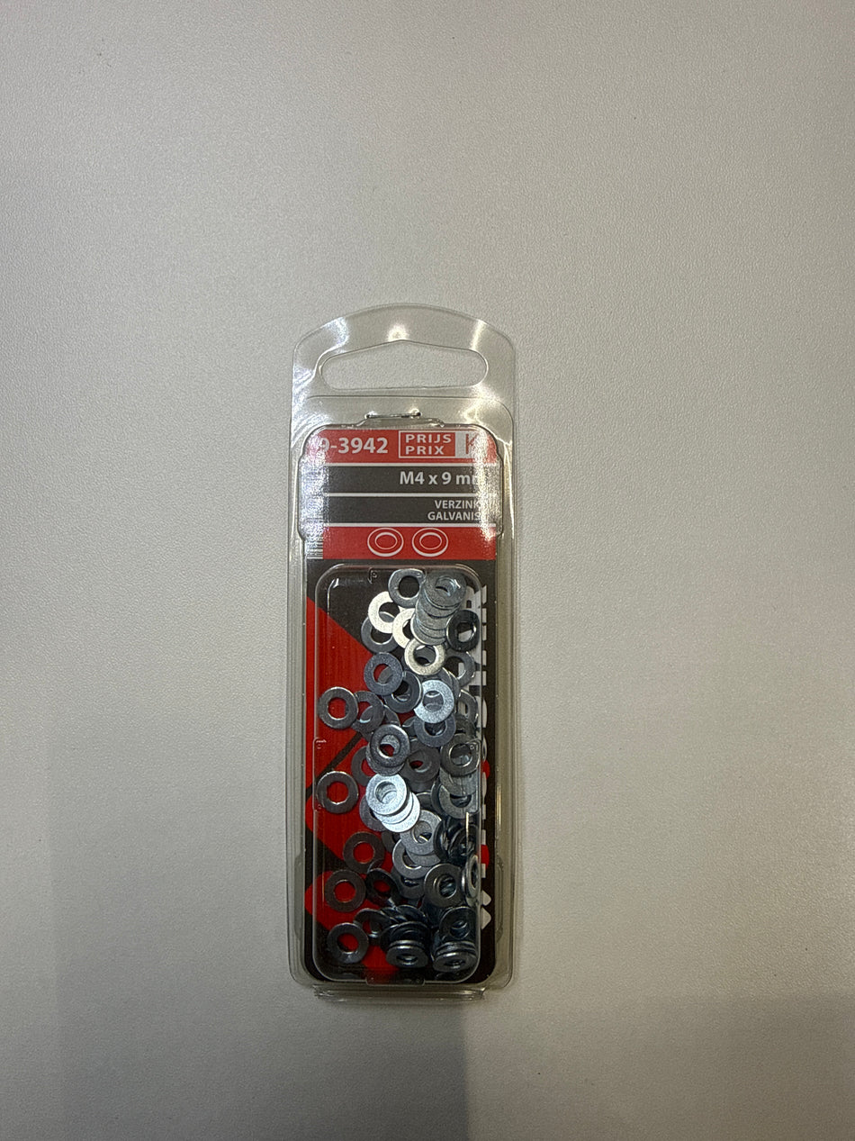 Platte sluitringen, verzinkt - M4 x 9 mm