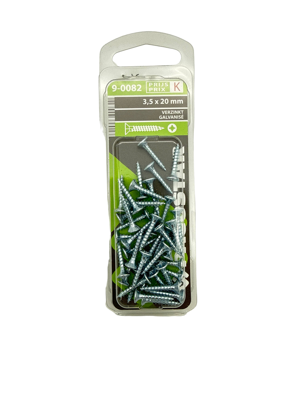 Spaanplaatschroeven platte kop - 3,5 x 20 mm