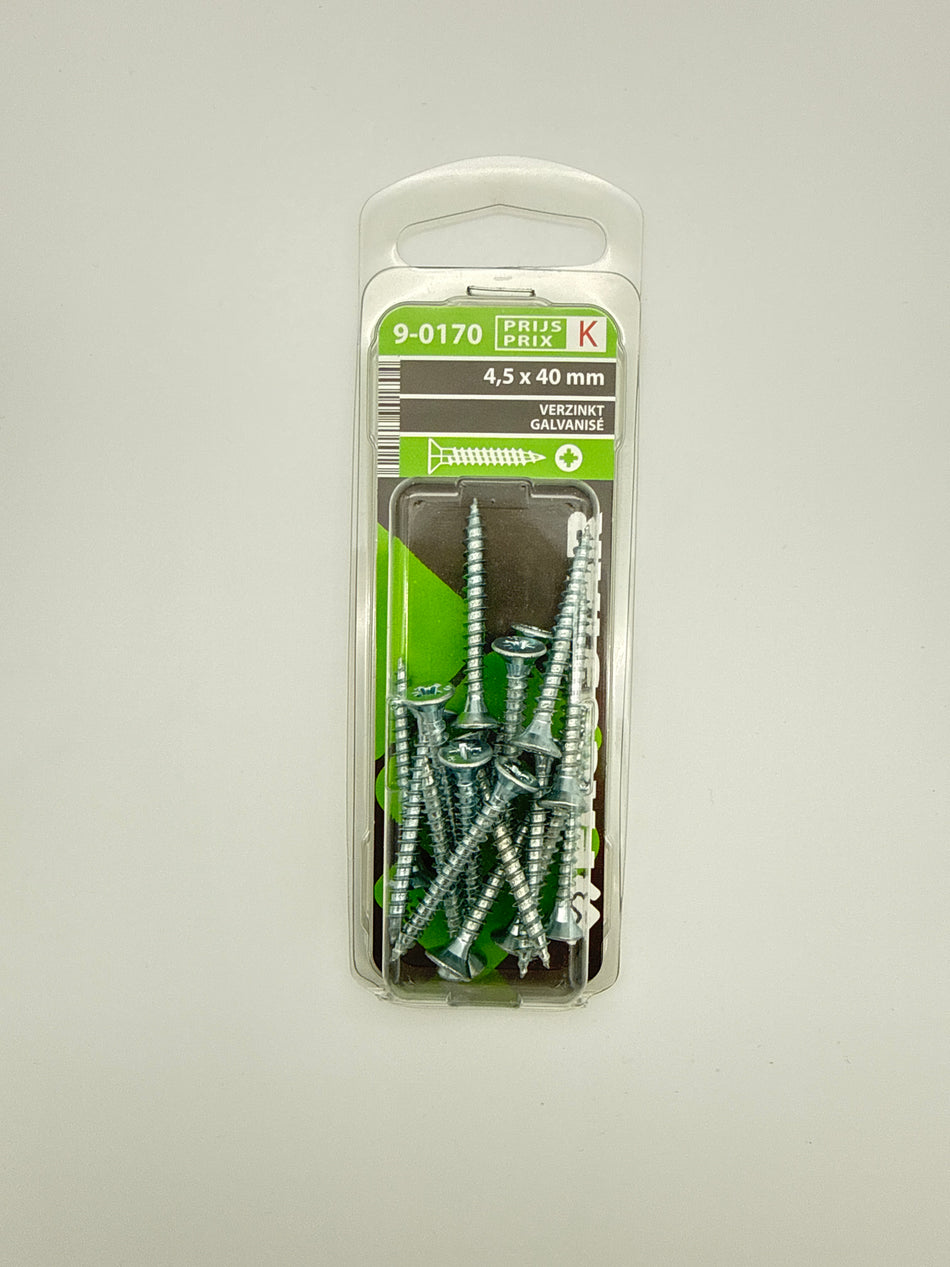 Spaanplaatschroeven platte kop - 4,5 x 40 mm