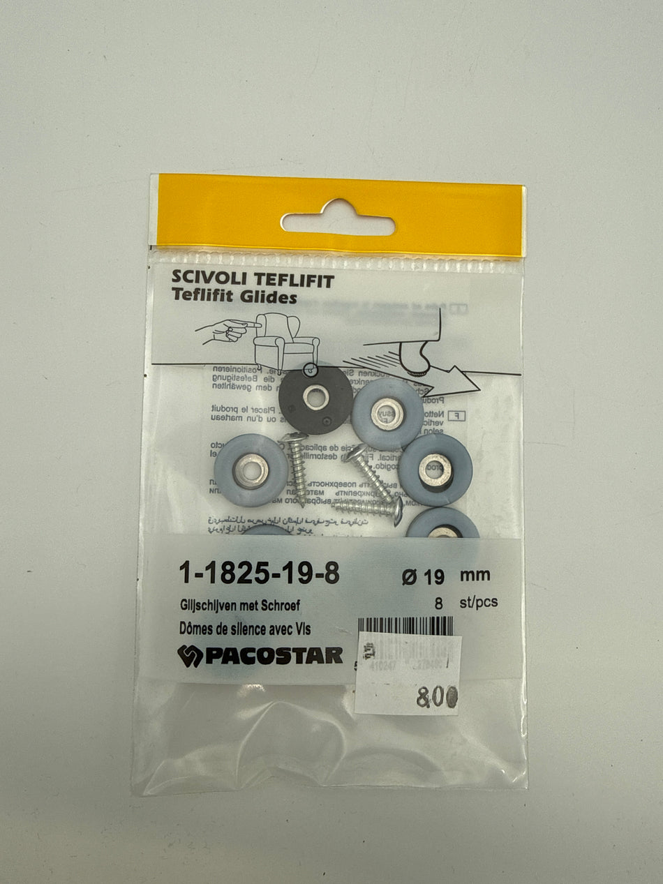 Glijschijven met schroef 19 mm 8stuks