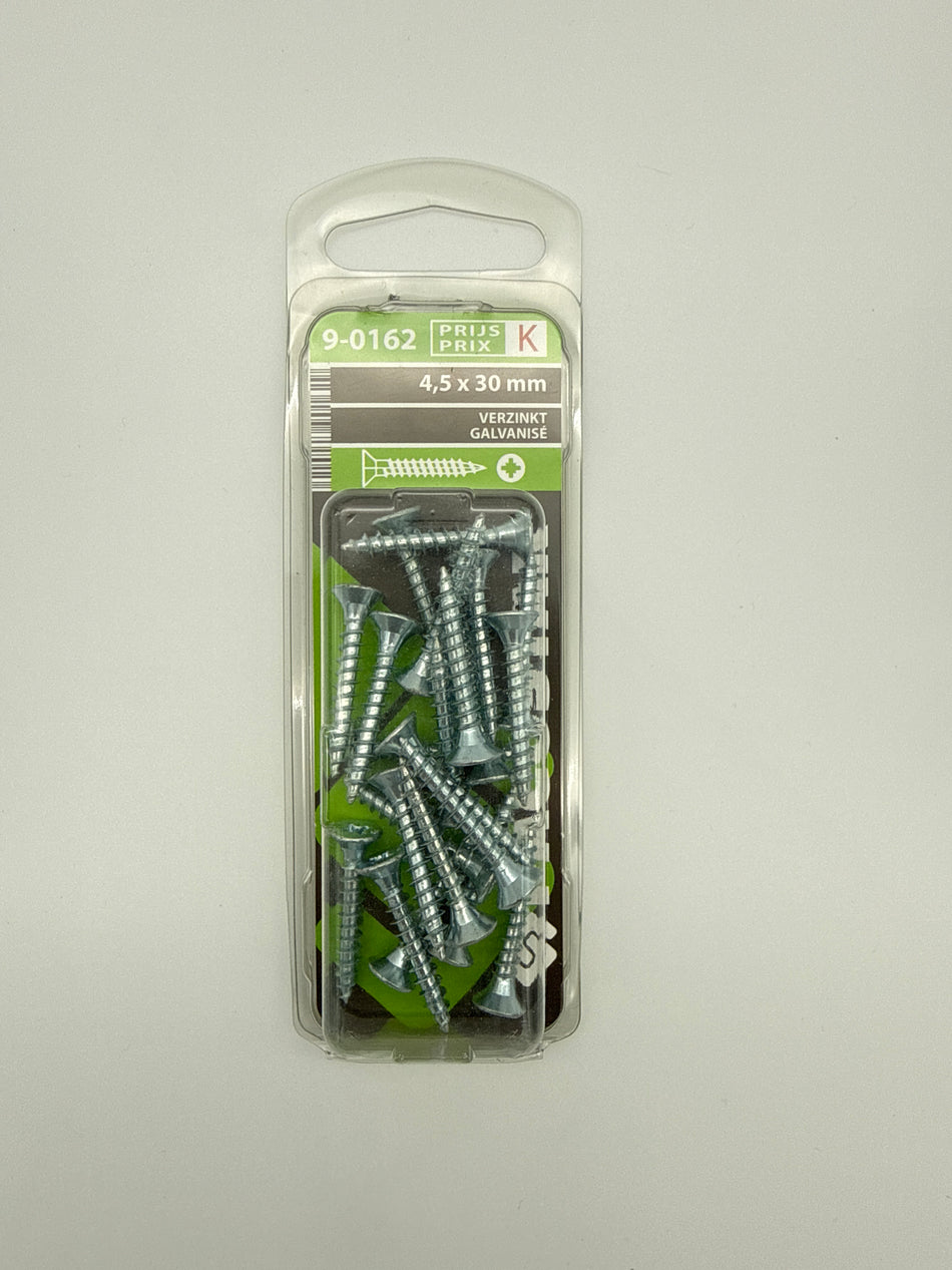 Spaanplaatschroeven platte kop - 4,5 x 30 mm