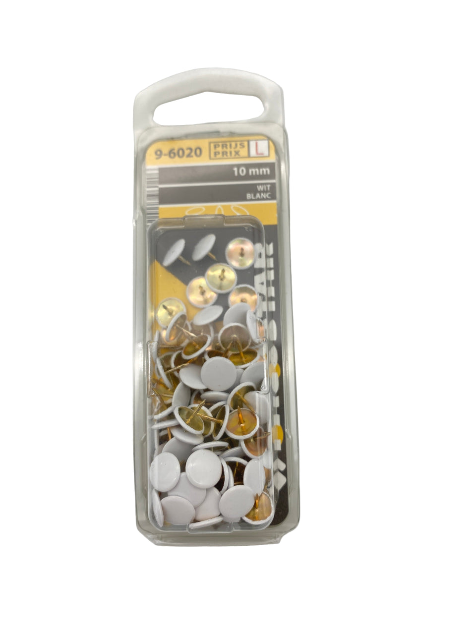 Punaises, met wit pvc-kapje - 10 mm