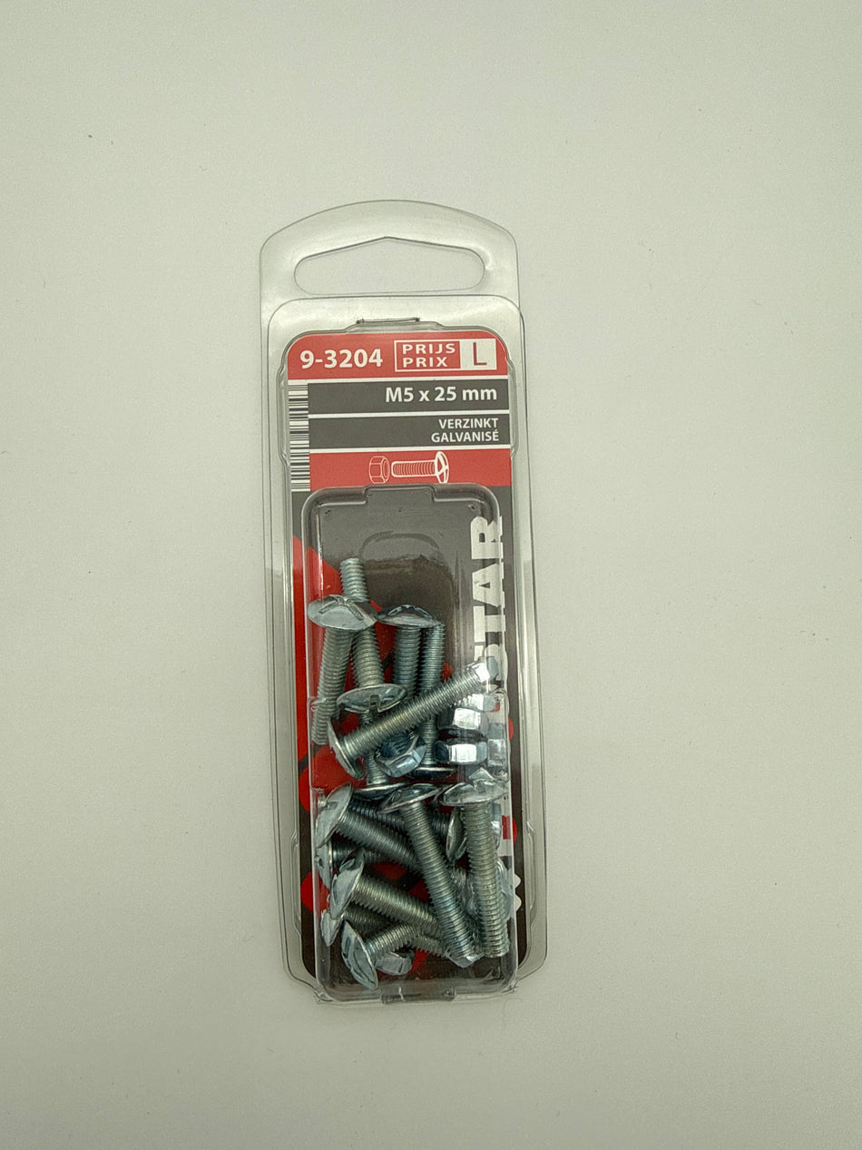 Polierschroeven met moer - M5 x 25 mm