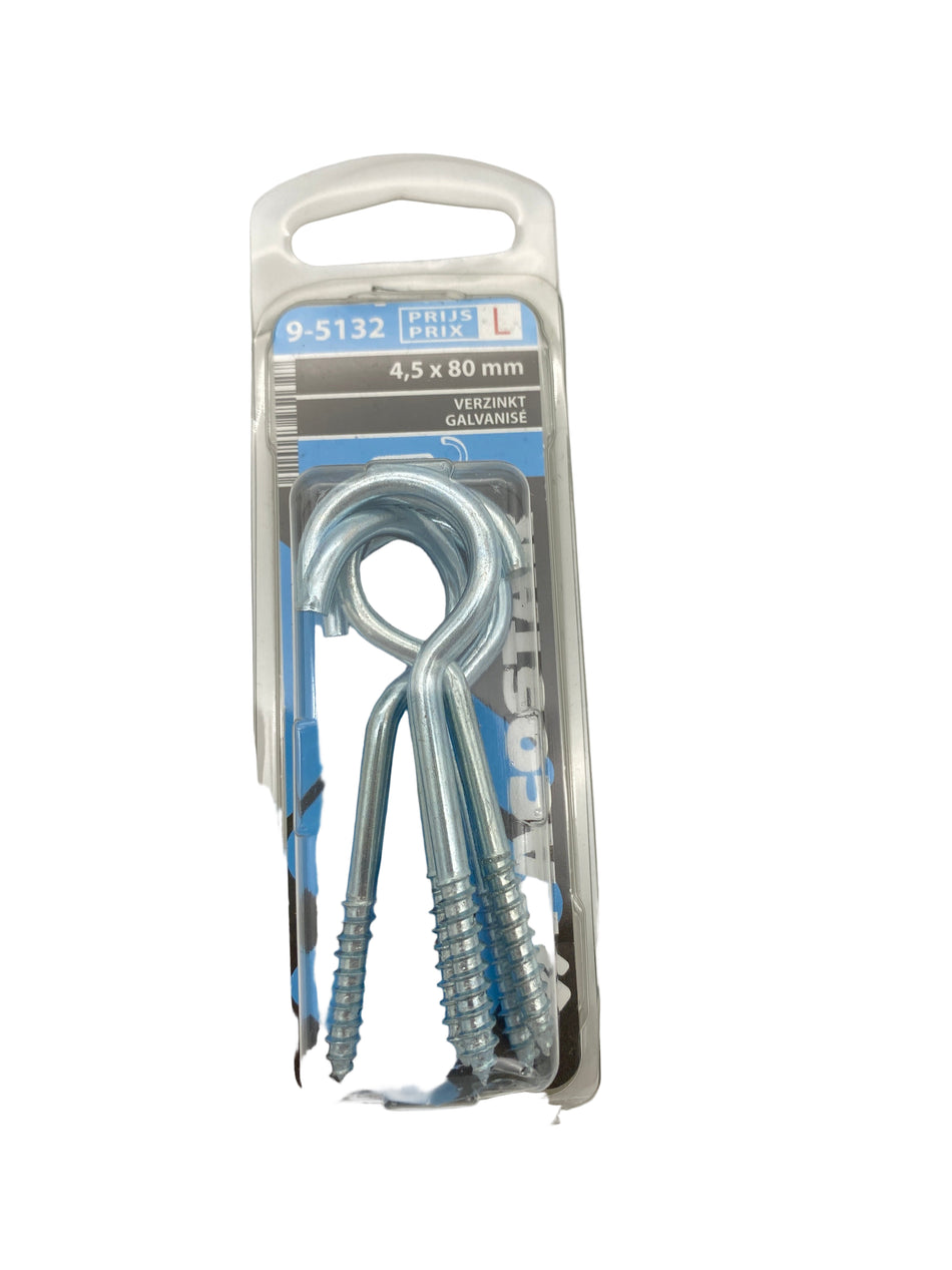 Haakschroeven, verzinkt - 4,5 x 80 mm