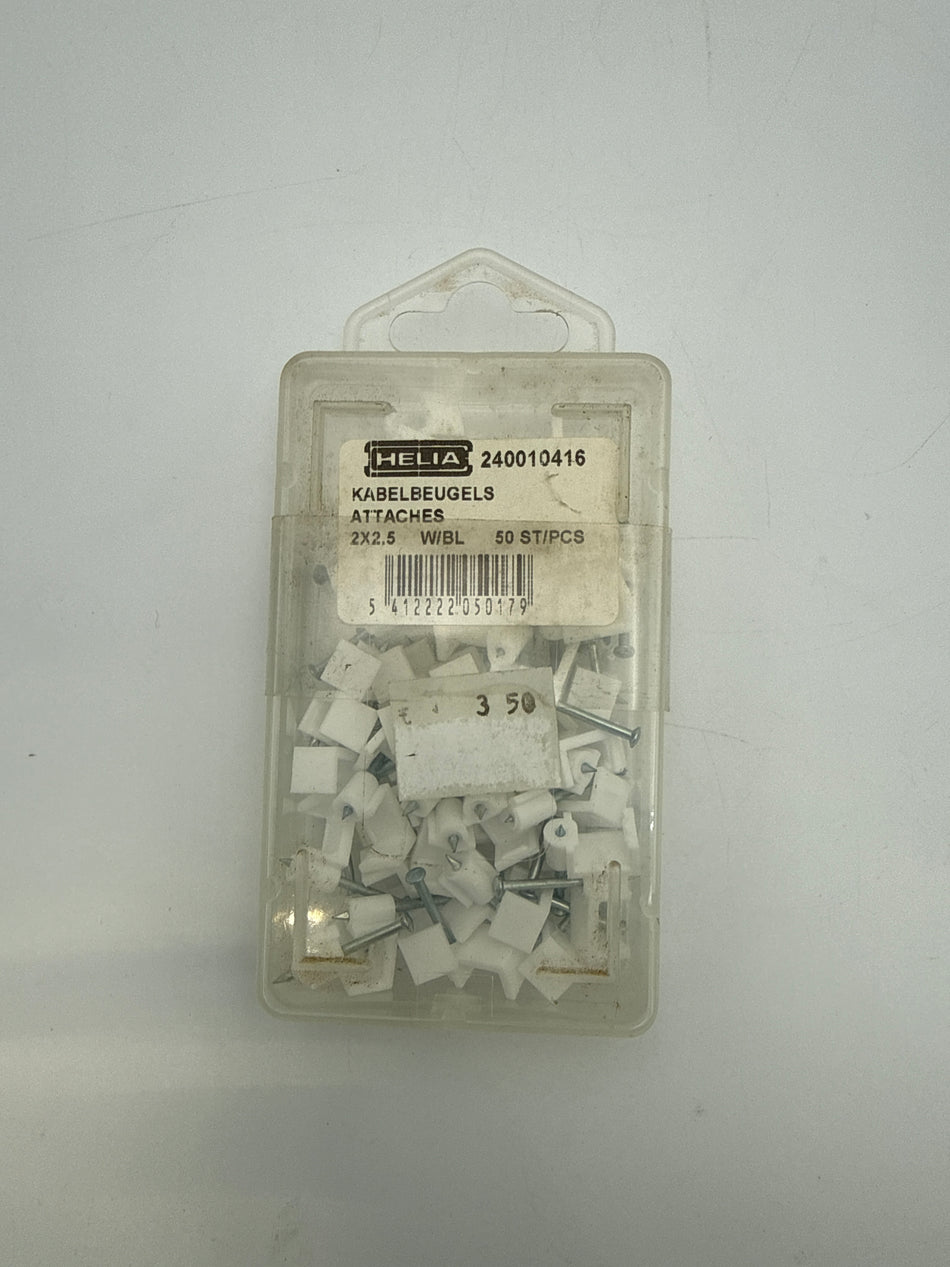 Kabelbeugels 2x2.5 wit plat