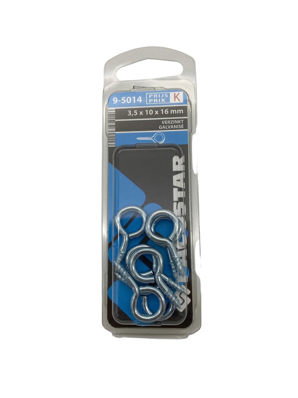 Oogschroeven, verzinkt - 3,45 x 10 x 16 mm