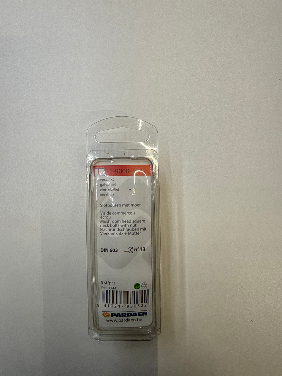 Slotbouten met moer, verzinkt - M8 x 60 mm