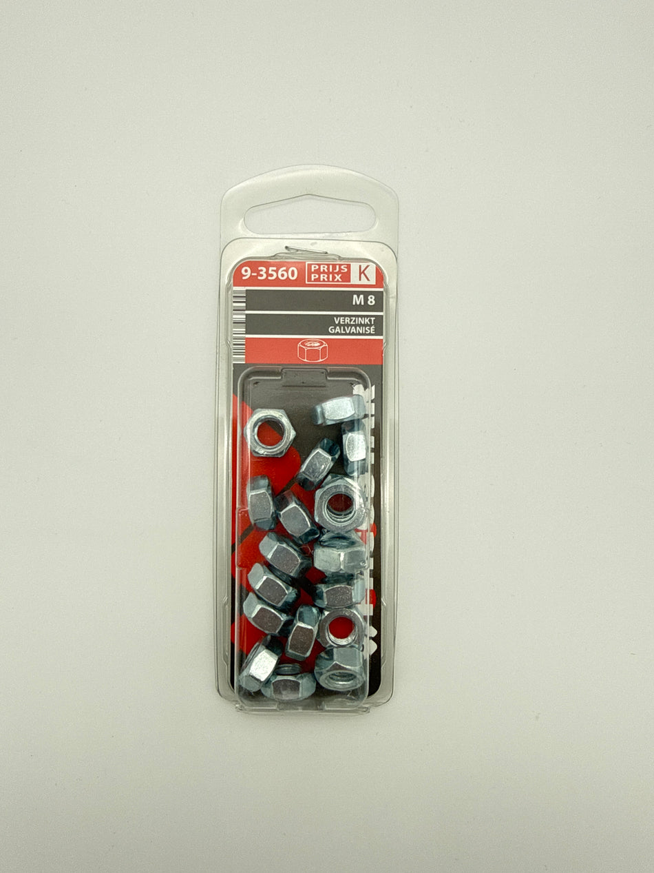Zeskantmoeren, verzinkt - M 8