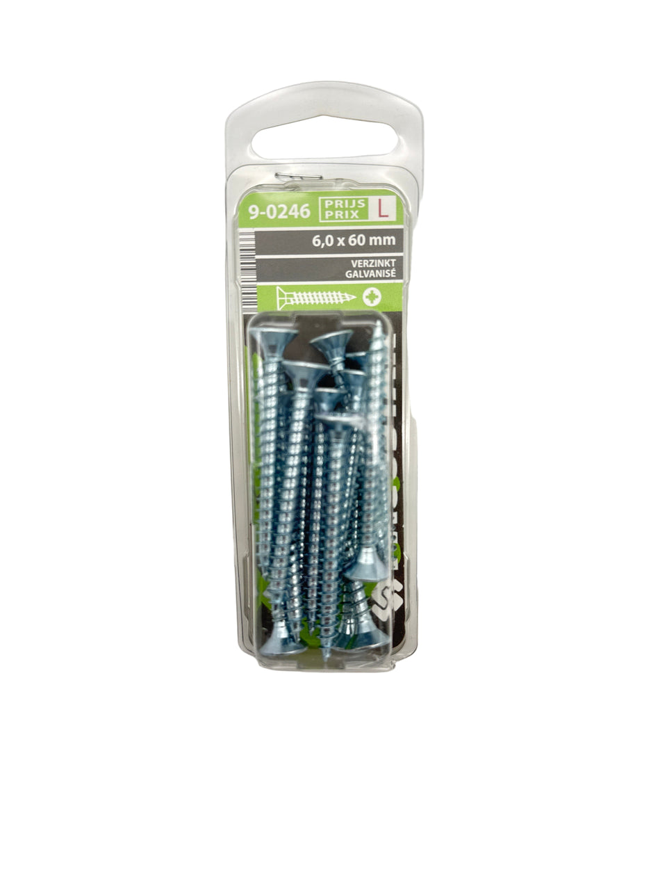Spaanplaatschroeven platte kop - 6,0 x 60 mm