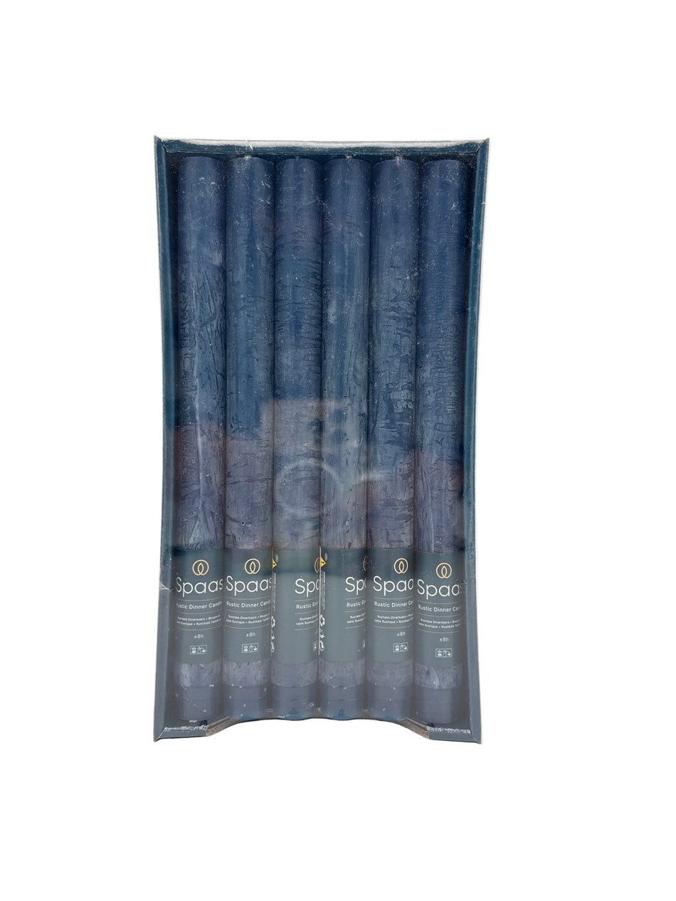 Spaas rustieke huishoudkaars donkerblauw 21X250