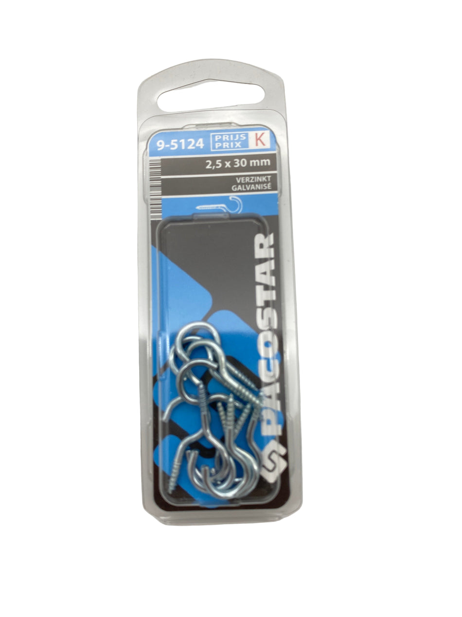 Haakschroeven, verzinkt - 2,5 x 30 mm