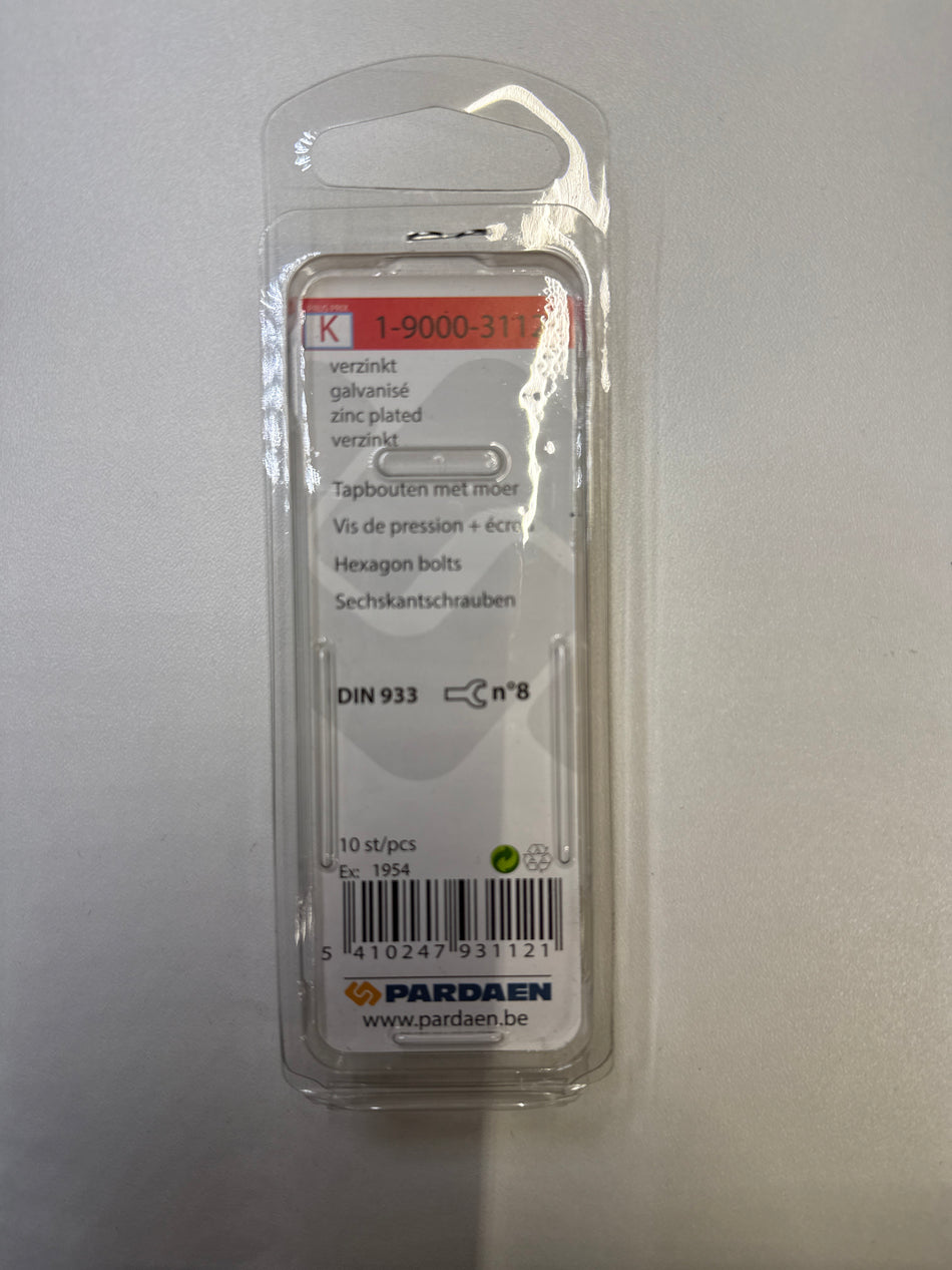 Tapbouten met moer Verzinkt M5x20mm