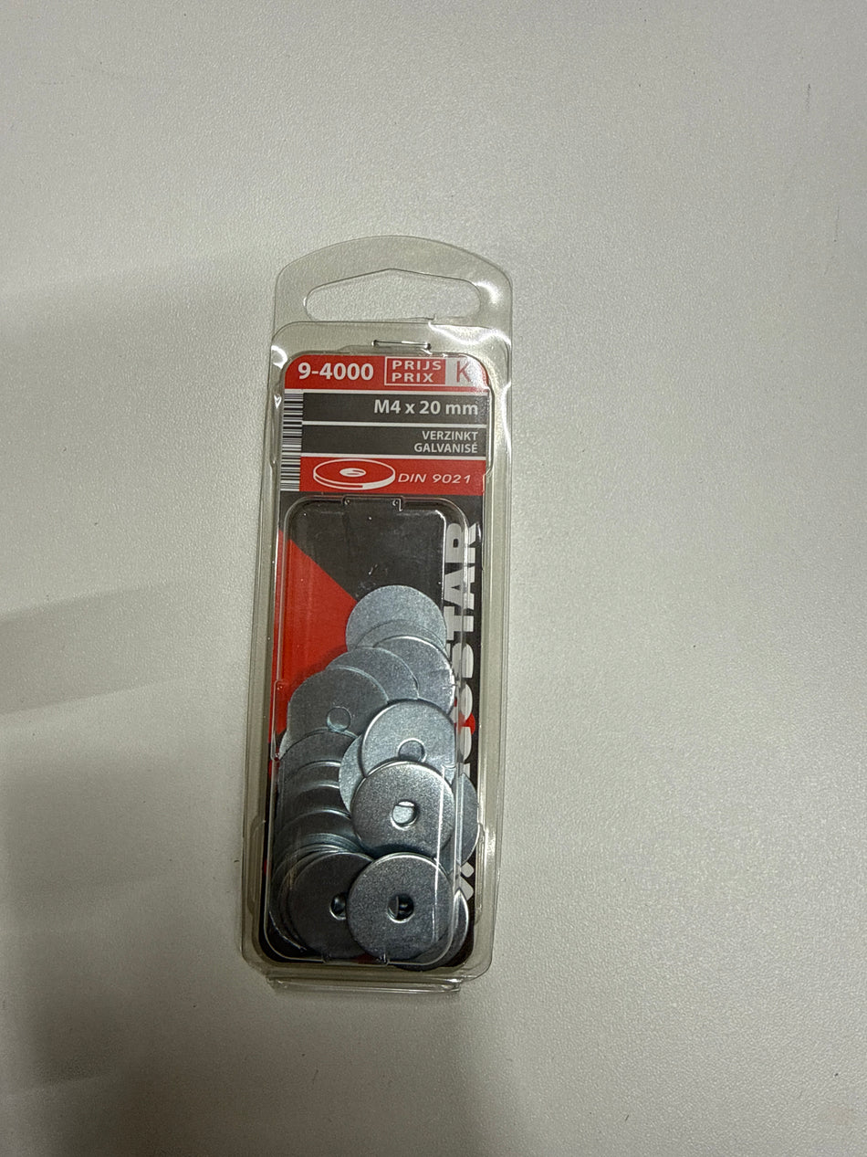 Carrosserierondellen Verzinkt M4 x 20 mm DIN 9021 – 24 Stuks