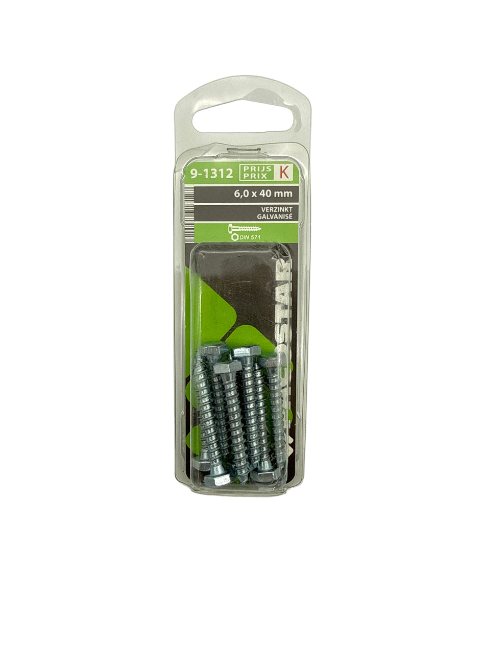 Houtdraadbouten, verzinkt - 6,0 x 40 mm