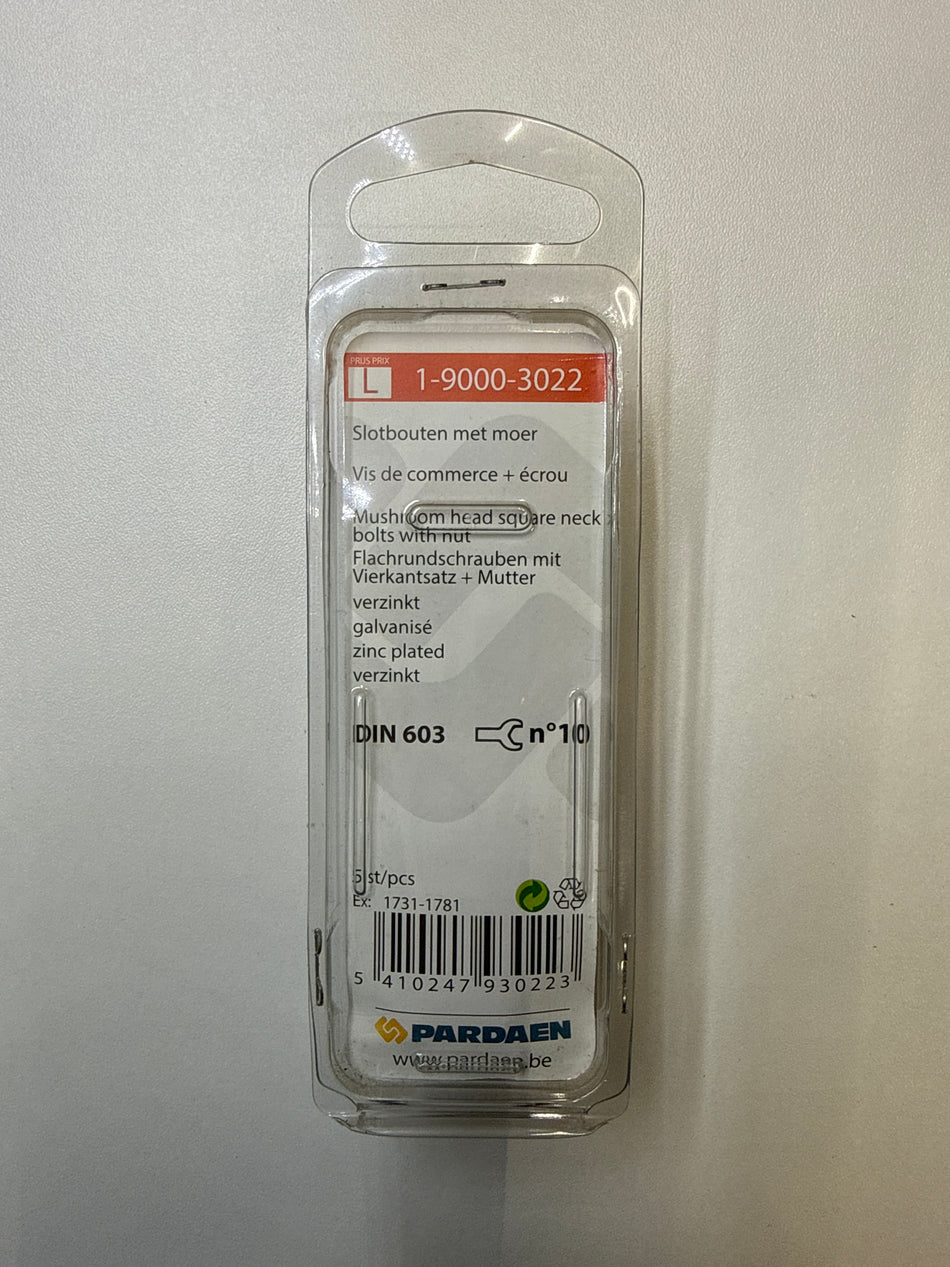 Slotbouten met moer M6x80mm
