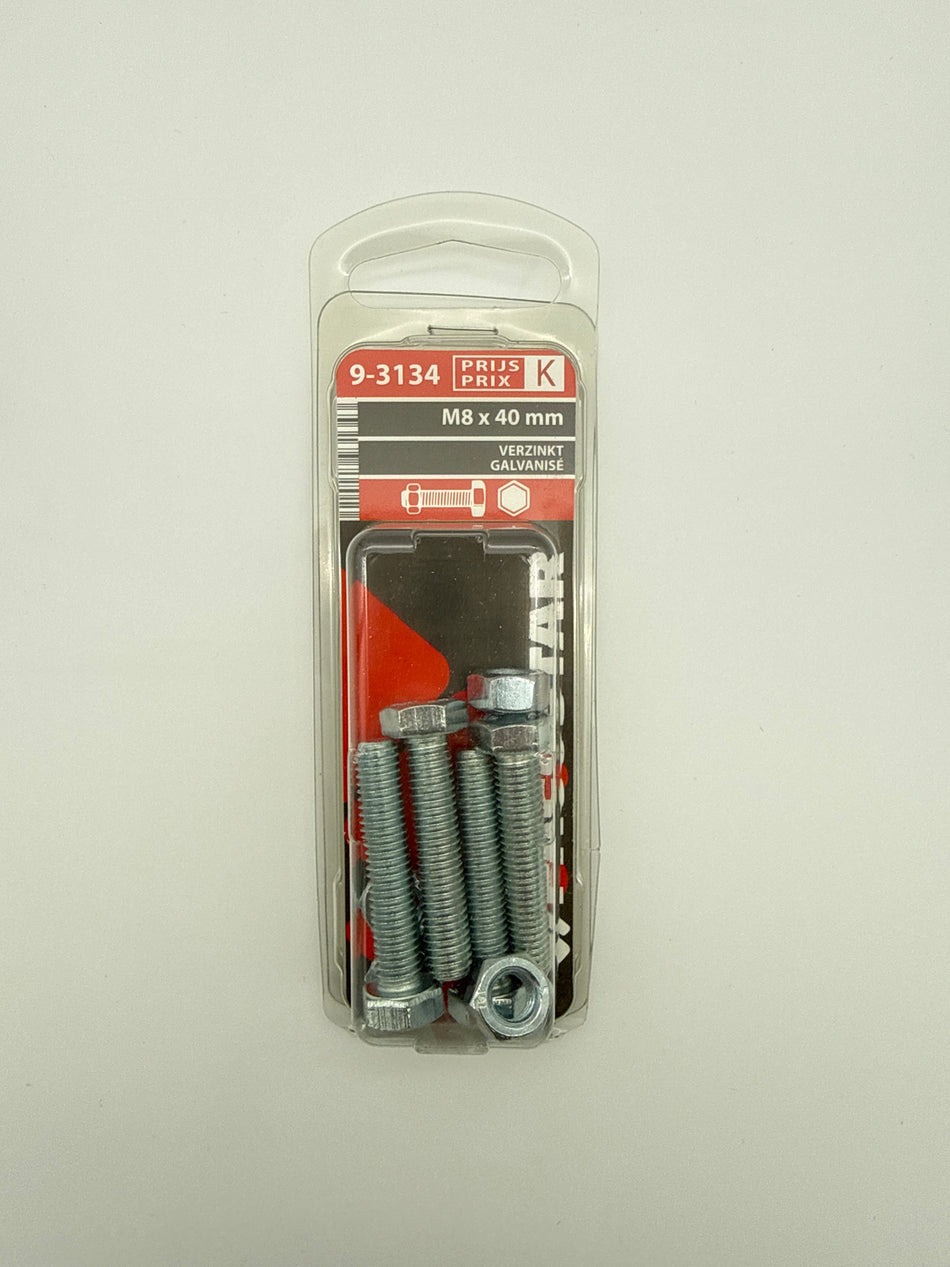 Tapbouten met moer, verzinkt - M8 x 40 mm