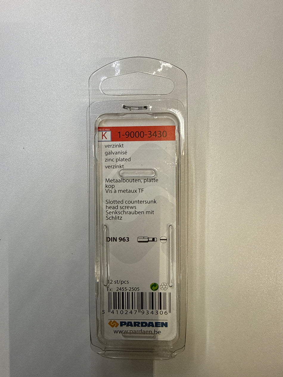 Metaalbouten platte kop + moer - M5 x 30 mm