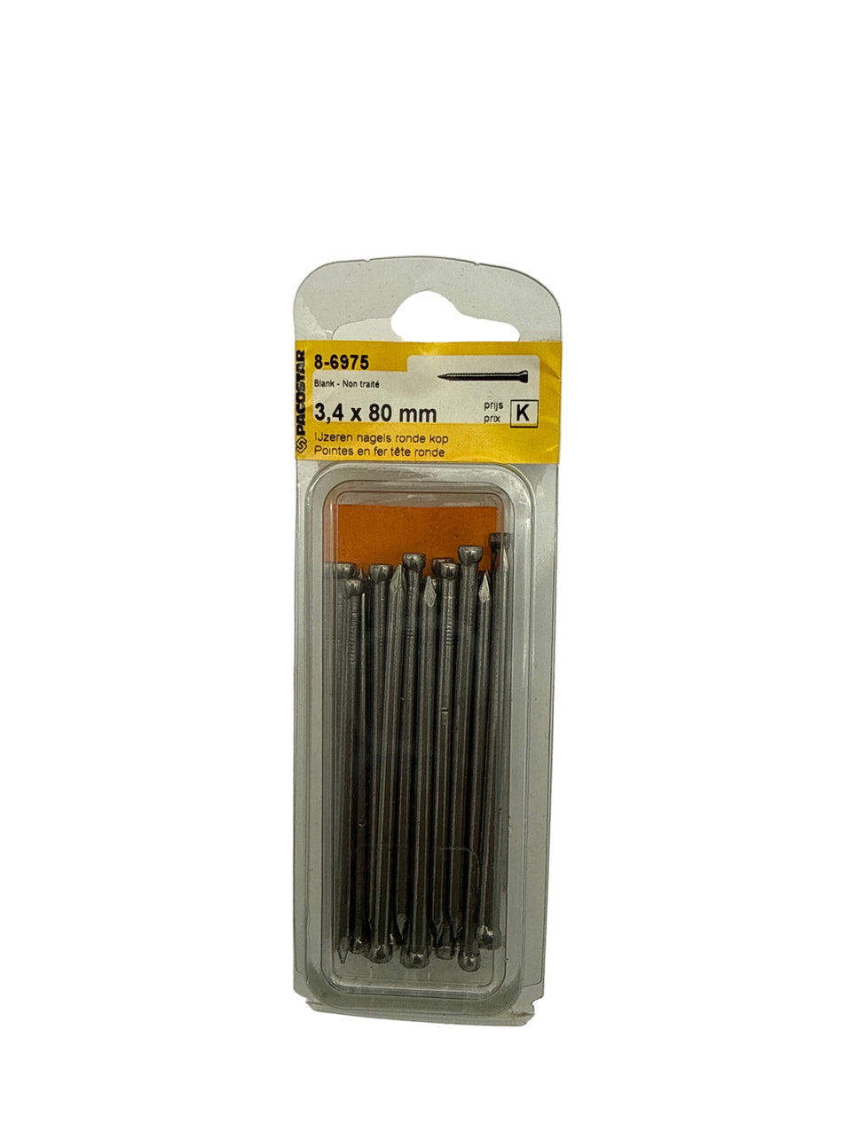 Ijzeren nagels ronde kop 3,4 x 80mm