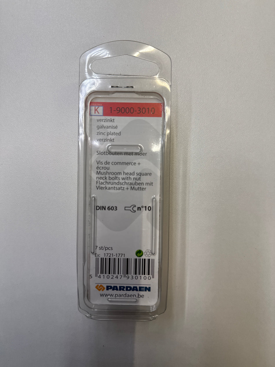 Slotbouten met moer, verzinkt - M6 x 30 mm