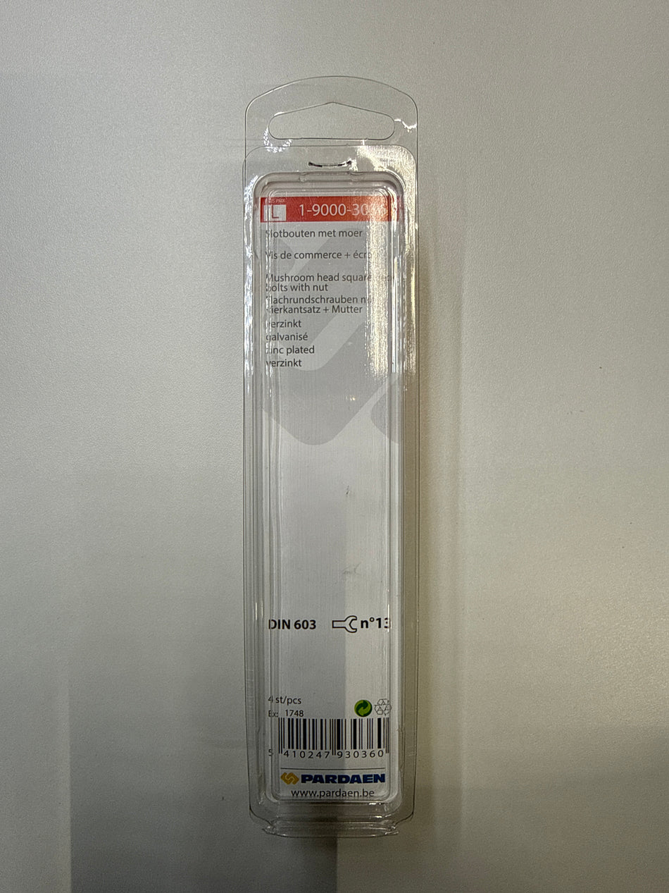 Slotbouten met moer M8x80mm