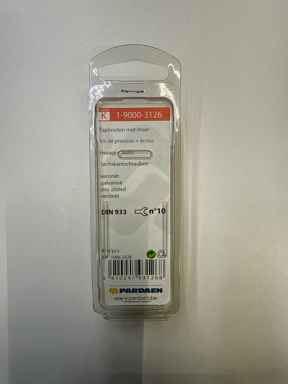 Tapbouten met moer, verzinkt - M6 x 40 mm