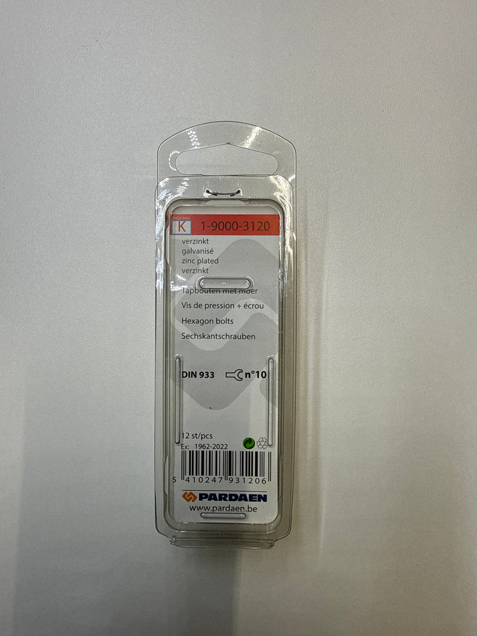 tapbouten met moer M6x20mm verzinkt 12 stuks