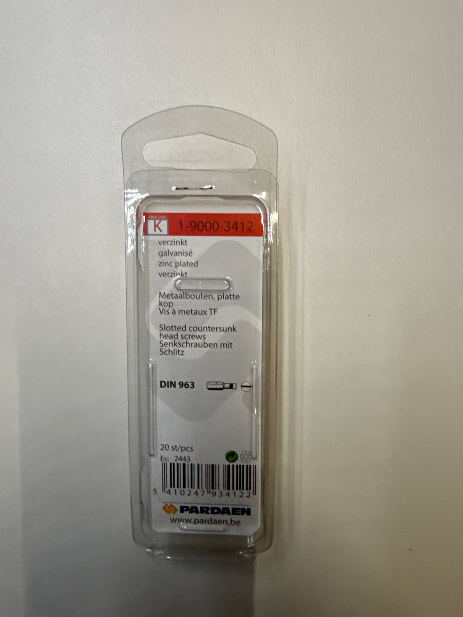 Metaalbouten platte kop + moer - M4 x 16 mm