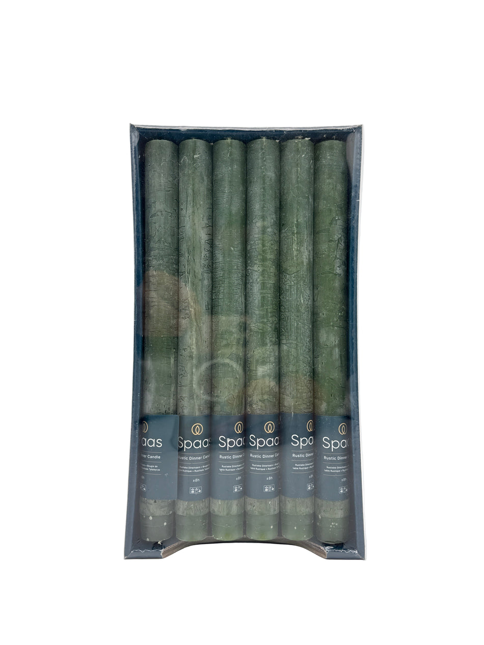 Spaas rustieke huishoudkaars donkergroen 21X250