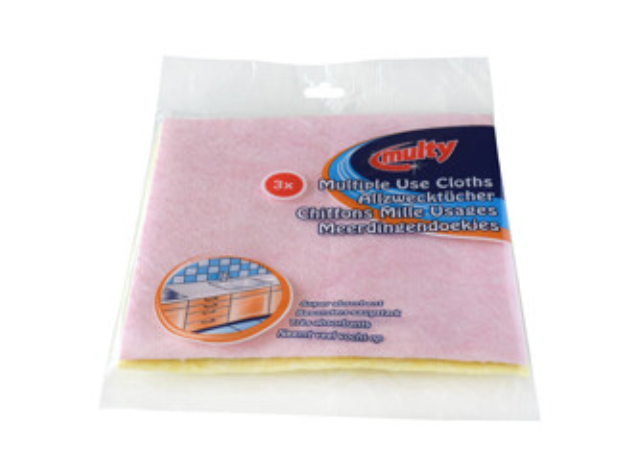 Vaatdoek viscose multicolor 38x38cm - 3st