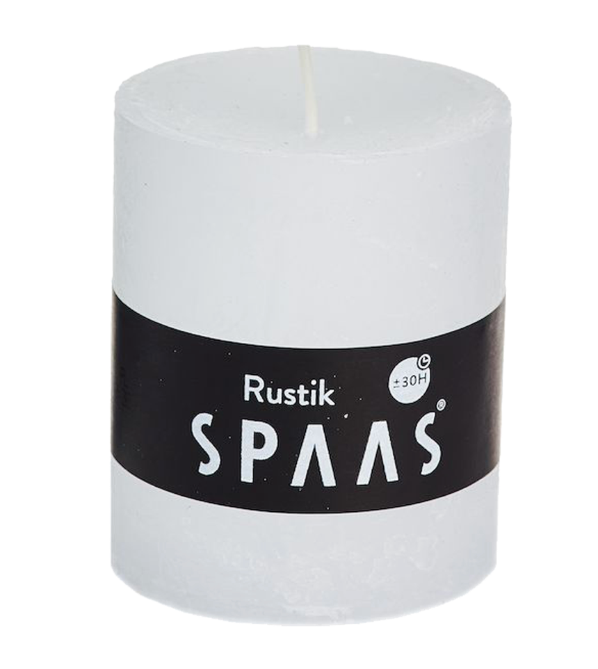 Rustieke cilinderkaars 68/80 mm 30u - wit - SPAAS