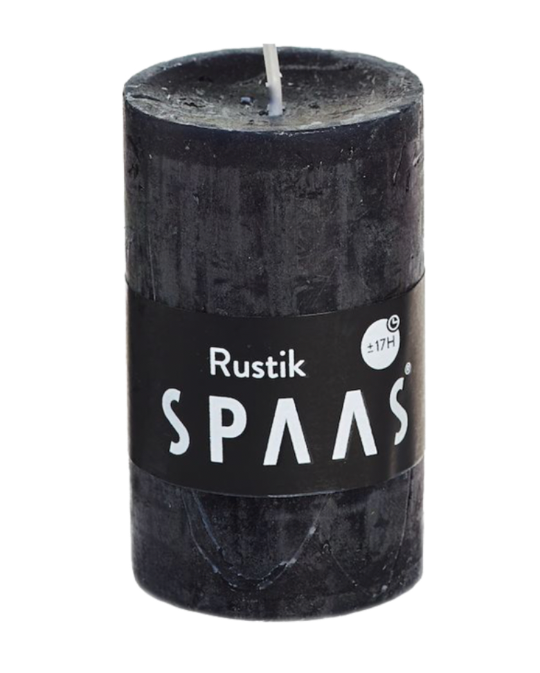 Rustieke cilinderkaars 48/80 mm 17u - zwart - SPAAS
