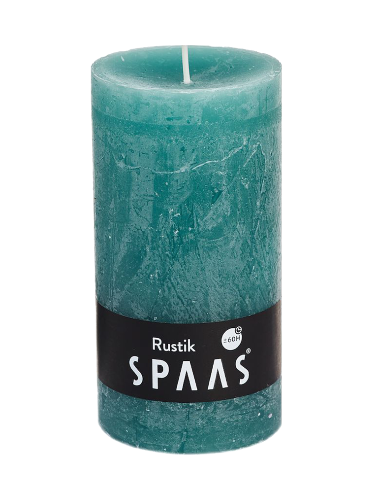 Rustieke cilinderkaars 70/130 mm 60u - smaragdgroen - SPAAS