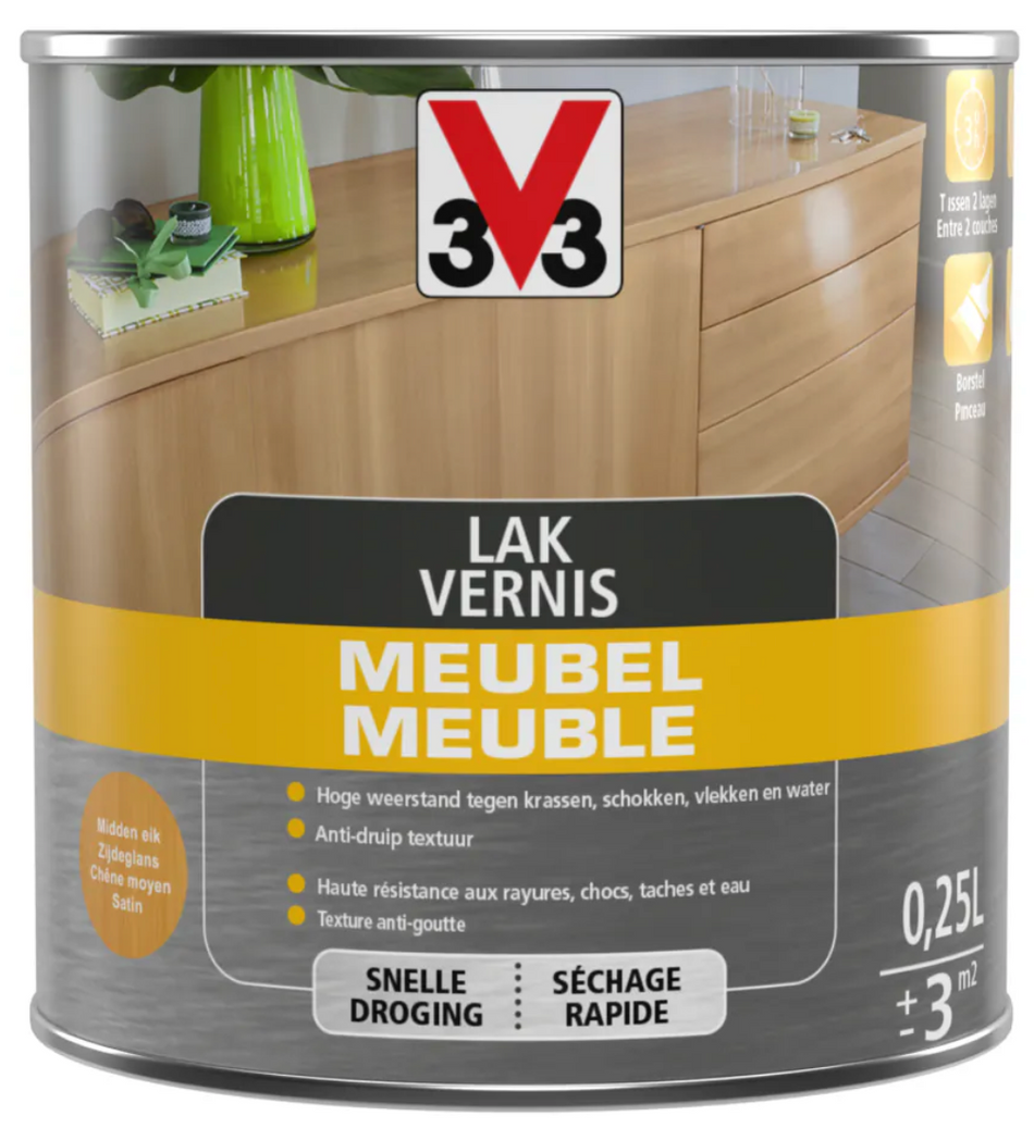 3V3 Meubelvernis 0,25l wit mat