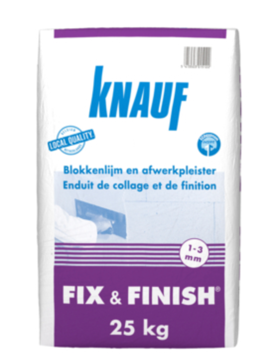 Knauf Fix & Finish 25 kg – Lijm- en Afwerkingsgips voor Gipsplaten