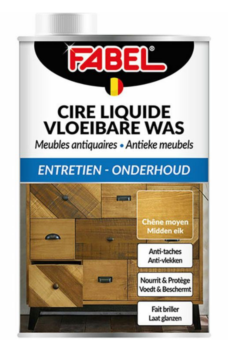 FABEL Boenwas Midden Eik 1L – Voedt & Beschermt Hout