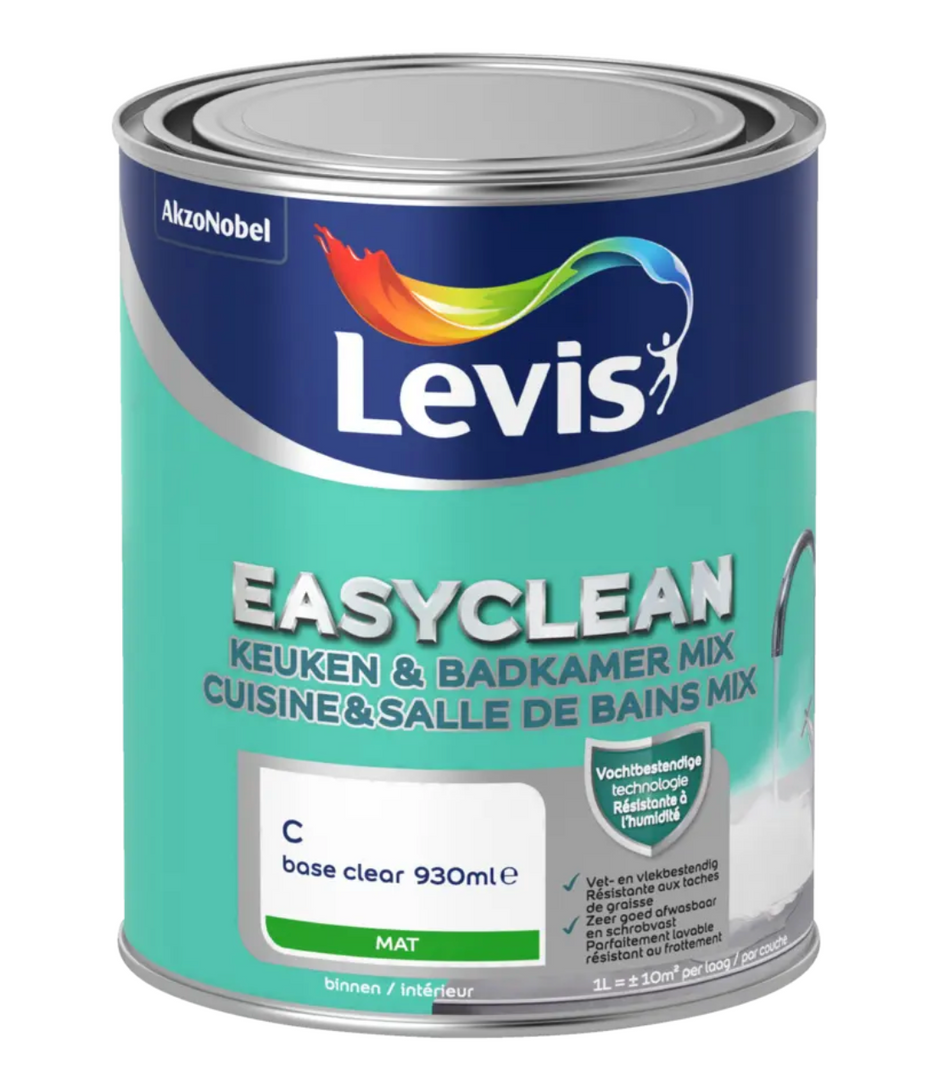 EasyClean Keuken & Badkamer C Basis 1L – Extra Afwasbare Muurverf voor Vochtige Ruimtes