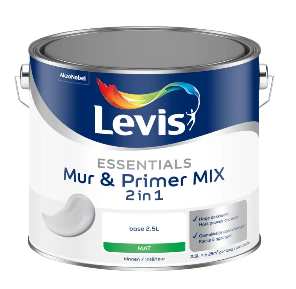 Essentials Muurverf Mat Wit 2,5L – Basis Interieurverf voor Muren & Plafonds