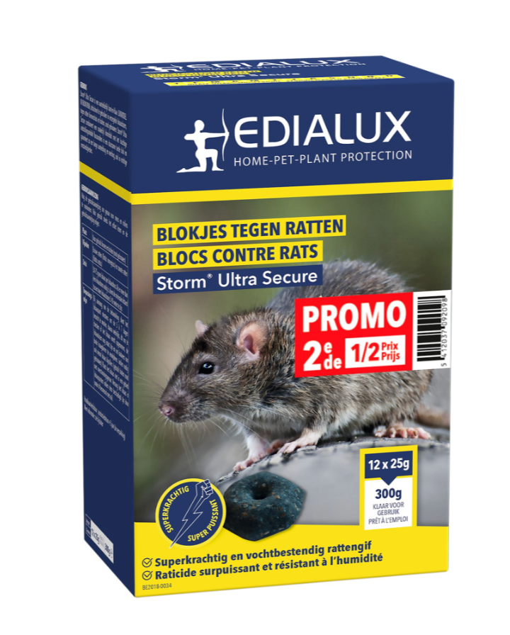 Edialux Rattenvergif Blokjes 24 x 25g – Krachtig Lokmiddel tegen Ratten