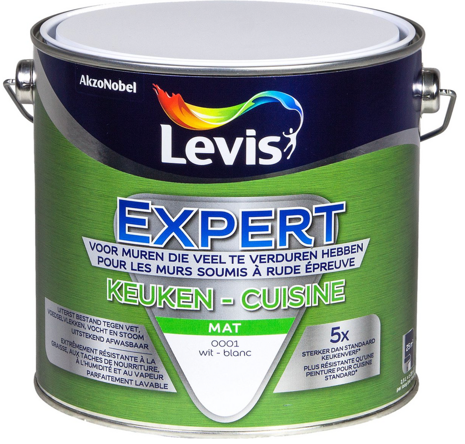 Levis Expert Keuken Mat Base M 2,5L – Afwasbare Muurverf voor Keukens
