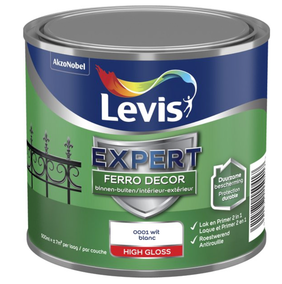 Levis Expert Ferro Decor Hoogglans Base C 0,5L – Lakverf voor Metaal Binnen & Buiten