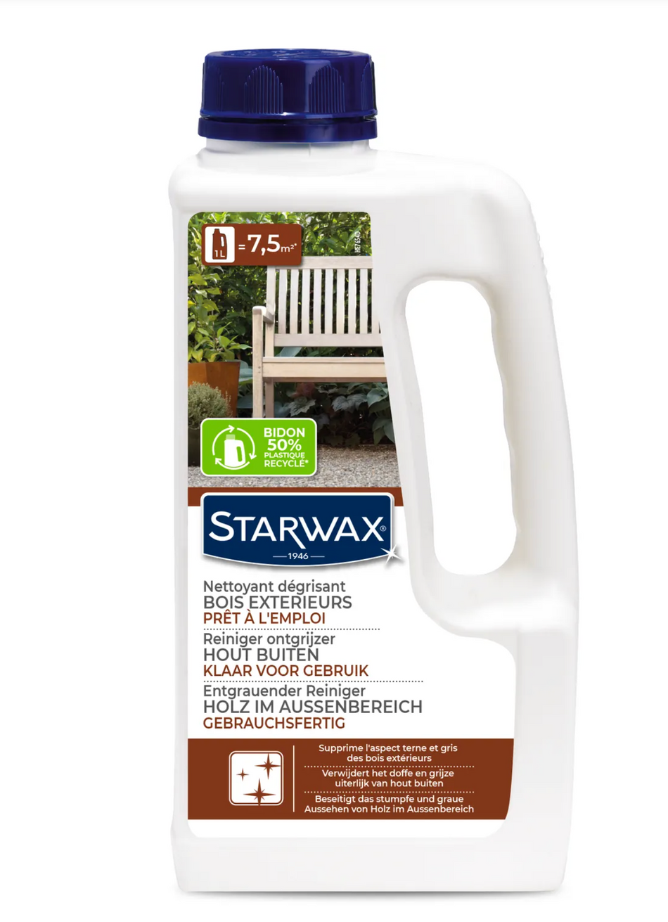 Starwax reinigingsmiddel ontgrijzer teck en exotisch hout – 1L (Tot 7,5 m²)