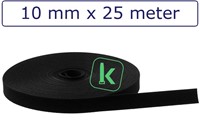 Dubbelzijdige Klittenbandrol 10 mm x 25 m Zwart UV-bestendig